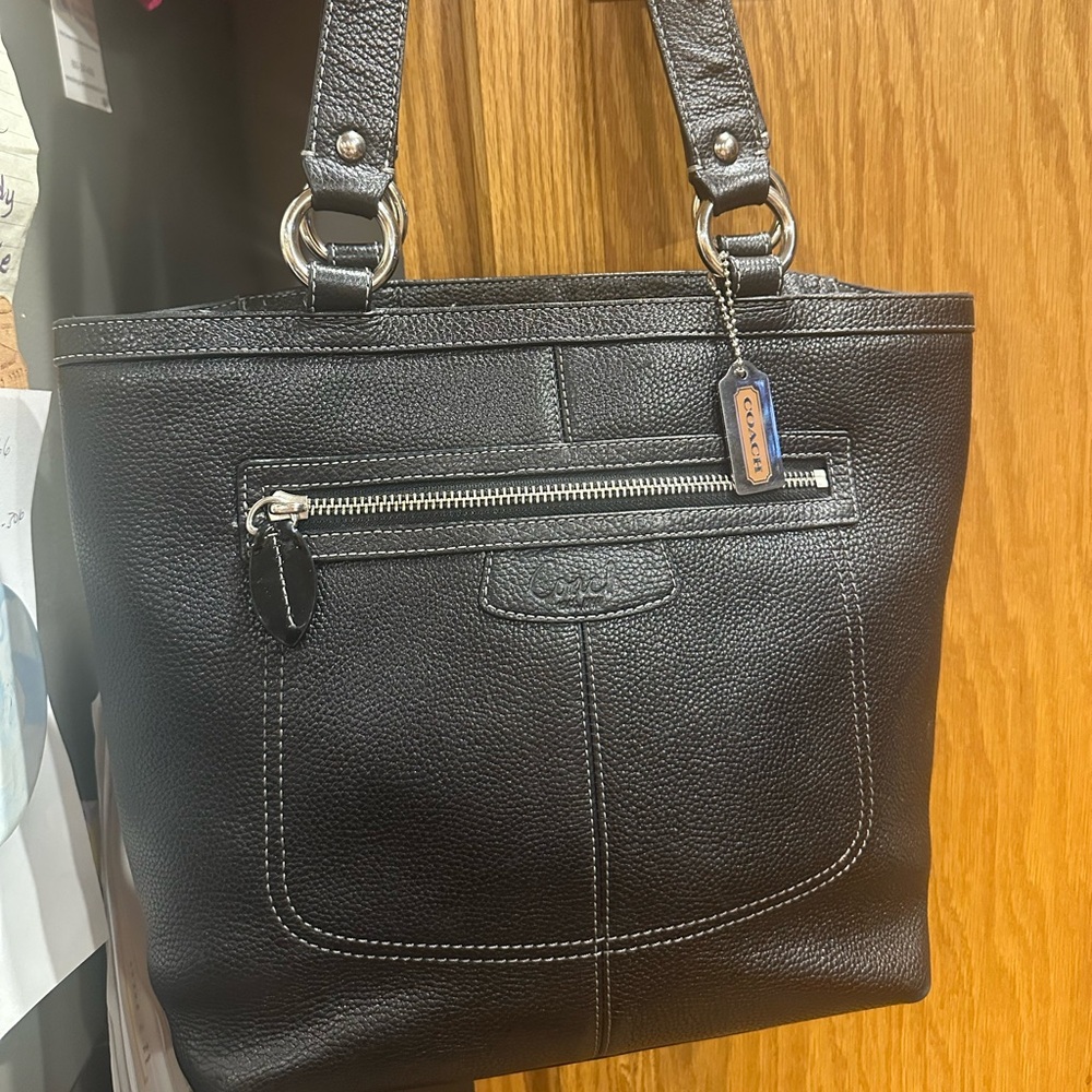 Coach Black Pebbled Leather Tote